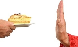 Hand Stopping Plate of Cake